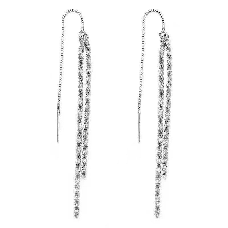 Wholesale Temperament long round face slim galaxy tassel earrings